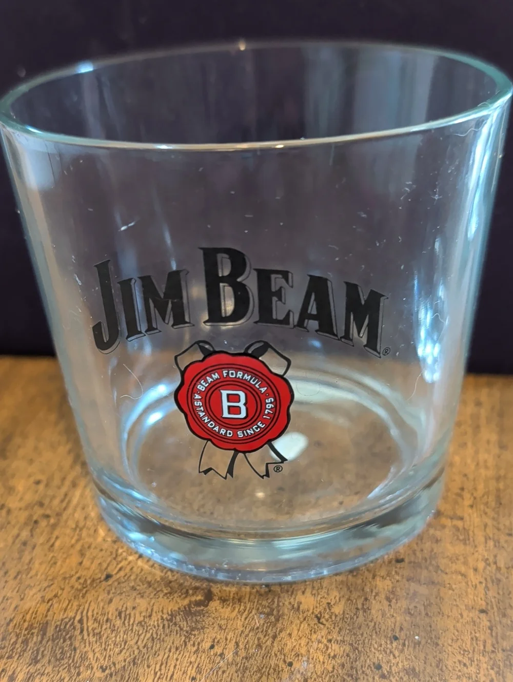 Jim Beam Branded Whiskey Glasses - Clear with Red & Gold Emblem